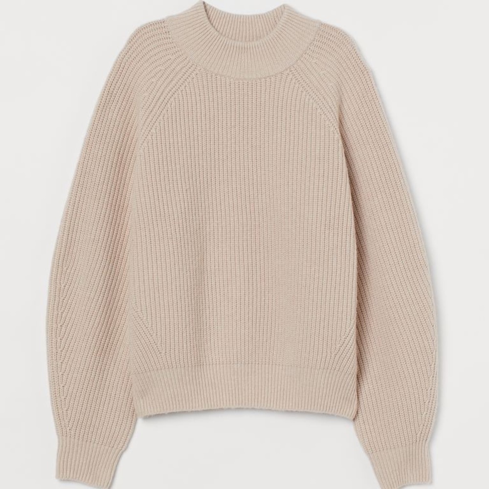 H&M Rib Knit Sweater in Powder Beige